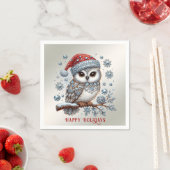 クリスマスフクロウホリデーナプキン スタンダードカクテルナプキン (インサイチュ)