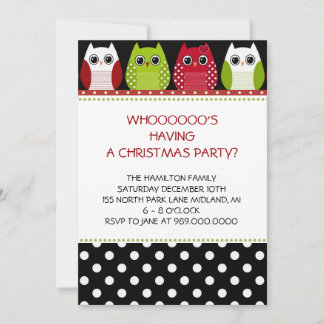 クリスマスフクロウホリデーパーティー招待状 招待状