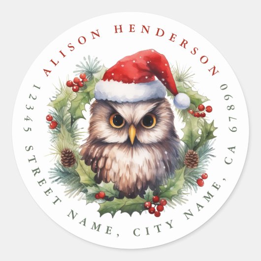 クリスマスフクロウ丸スタンプ ラウンドシール (正面)