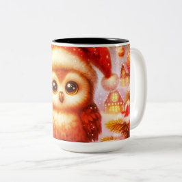 クリスマスフクロウ二音マグカップ ツートーンマグカップ