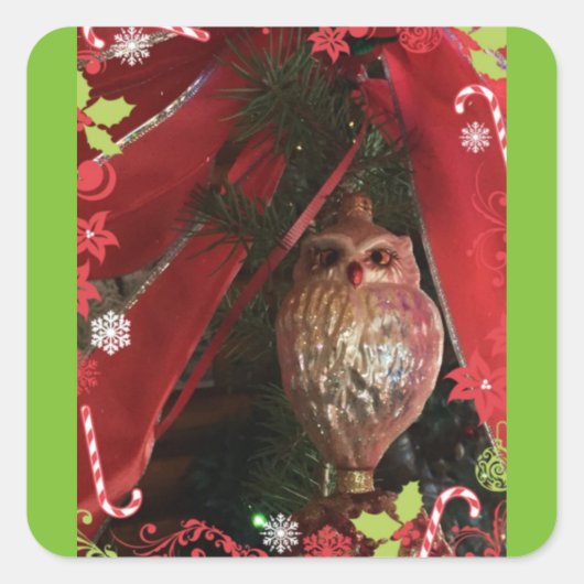 クリスマスフクロウ何だ?ステッカー スクエアシール (正面)
