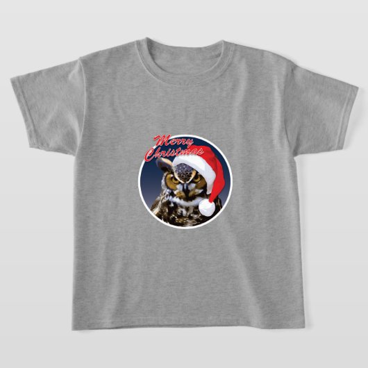 クリスマスフクロウ – キッズベーシックTシャツ Tシャツ (レイダウン)