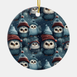 クリスマスフクロウ セラミックオーナメント