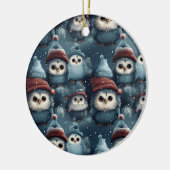 クリスマスフクロウ セラミックオーナメント (左)
