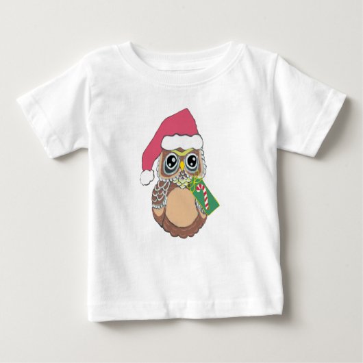 クリスマスフクロウ ベビーTシャツ (正面)