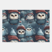 クリスマスフクロウ ラッピングペーパーシート (正面)