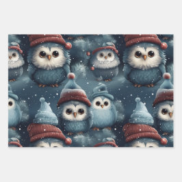 クリスマスフクロウ ラッピングペーパーシート