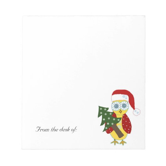 クリスマスフクロウ – 机から… ノートパッド (正面)