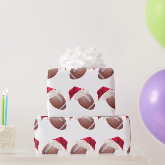 クリスマスフットボールおもしろいサンタホリデーラッピングパ ラッピングペーパー (パーティーギフト)