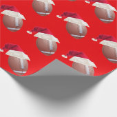 クリスマスフットボールおもしろいサンタホリデー ラッピングペーパー (角)