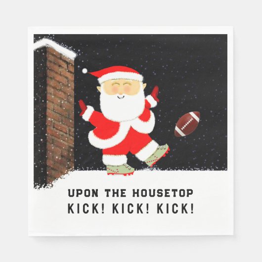 クリスマスフットボールパーティー スタンダードランチョンナプキン (正面)