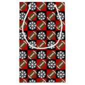 クリスマスフットボール選手名前をカスタムするレッド&ブラック スモールペーパーバッグ (裏面)