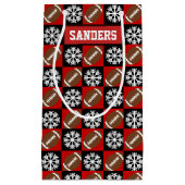 クリスマスフットボール選手名前をカスタムするレッド&ブラック スモールペーパーバッグ (正面)