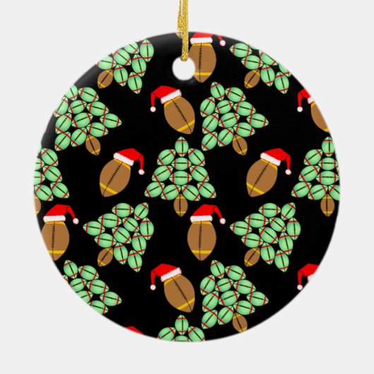 クリスマスフットボール セラミックオーナメント (裏面)