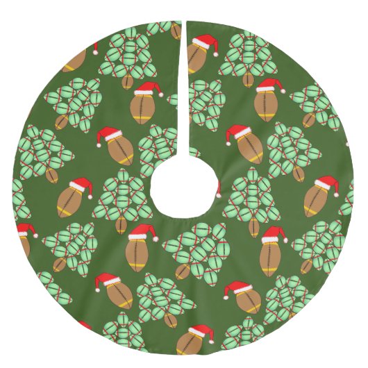 クリスマスフットボール ブラッシュドポリエステルツリースカート (正面)