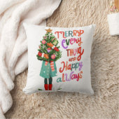 クリスマスフメリーィーズハッピーいつもクリスマスツリー クッション (ブランケット)