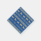 クリスマスフューリー海軍と金ゴールド スタンダードカクテルナプキン (角)