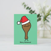 クリスマスフライドチキンレッグサンタハットのドラムスティック シーズンポストカード (スタンド正面)