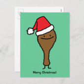 クリスマスフライドチキンレッグサンタハットのドラムスティック シーズンポストカード (正面/裏面)