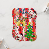 クリスマスフラットグリーティングカード、雪だるまペンギン カード (正面/裏面インサイチュ)