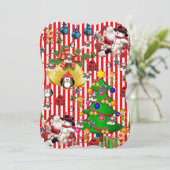 クリスマスフラットグリーティングカード、雪だるまペンギン カード (スタンド正面)