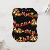 クリスマスフラットグリーティングカード、雪だるま小妖精や小人サンタ カード (正面/裏面インサイチュ)