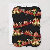 クリスマスフラットグリーティングカード、雪だるま小妖精や小人サンタ カード (正面)