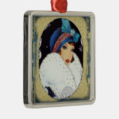 クリスマスフラッパーガールラージホワイトファーコート メタルオーナメント (右)