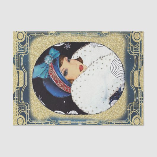 クリスマスフラッパーガールラージホワイトファーコート 薄葉紙 (正面)