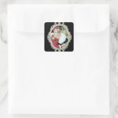 クリスマスフラッパー女の子まぶしい赤と金ゴールドドレス スクエアシール (バッグ)