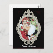 クリスマスフラッパー女の子まぶしい赤と金ゴールドドレス ポストカード (正面/裏面)