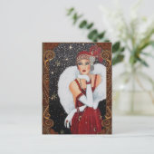 クリスマスフラッパー女の子スターに濡れた夜空 ポストカード (スタンド正面)