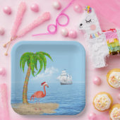 クリスマスフラミンゴとヤシの木 ペーパープレート (パーティー)