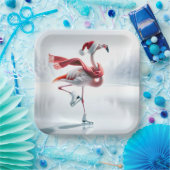 クリスマスフラミンゴアイススケートで滑る ペーパープレート (パーティー)