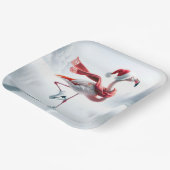 クリスマスフラミンゴアイススケートで滑る ペーパープレート (傾斜あり)