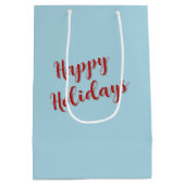 クリスマスフラミンゴアイススケートで滑る ミディアムペーパーバッグ (裏面)