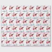 クリスマスフラミンゴアイススケートで滑る ラッピングペーパー (フラット)