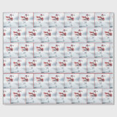 クリスマスフラミンゴアイススケートで滑る ラッピングペーパー (フラット)