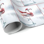 クリスマスフラミンゴアイススケートで滑る ラッピングペーパー (ロールコーナー)