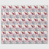 クリスマスフラミンゴアイススケートで滑る ラッピングペーパー (フラット)