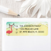 クリスマスフラミンゴオンビーチ差出人住所 ラベル (インサイチュ)