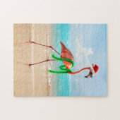 クリスマスフラミンゴオンビーチ ジグソーパズル (横)