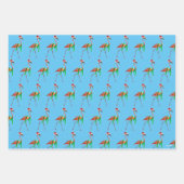 クリスマスフラミンゴオンビーチ ラッピングペーパーシート (正面3)