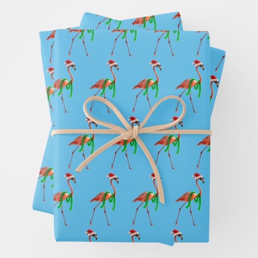 クリスマスフラミンゴオンビーチ ラッピングペーパーシート (インサイチュ)
