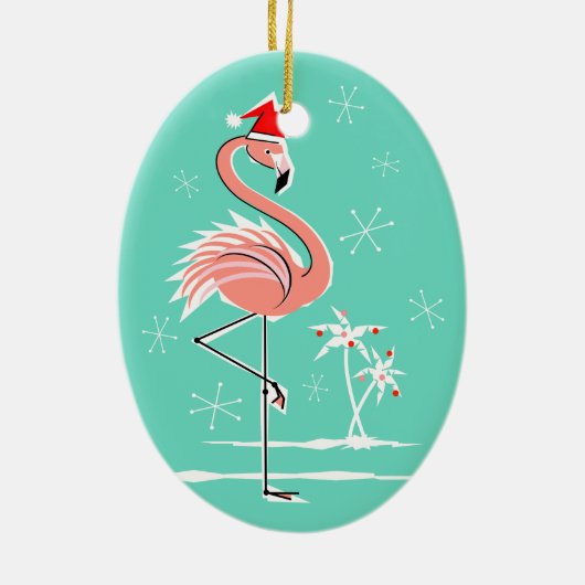 クリスマスフラミンゴオーナメント楕円 セラミックオーナメント (裏面)