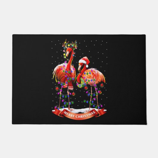 クリスマスフラミンゴクラシックス ドアマット (正面)