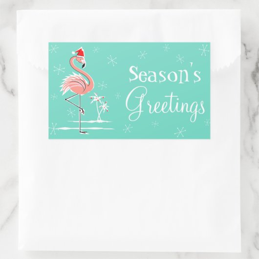クリスマスフラミンゴシーズンの挨拶の長方形 長方形シール (バッグ)