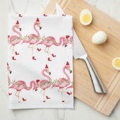 クリスマスフラミンゴスのキッチンタオル キッチンタオル (四つ折り)