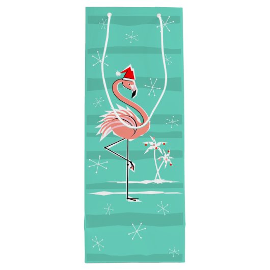 クリスマスフラミンゴストライプワイン抱き枕 ワインギフトバッグ (裏面)