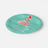 クリスマスフラミンゴストライプ紙プレート ペーパープレート (アングル)